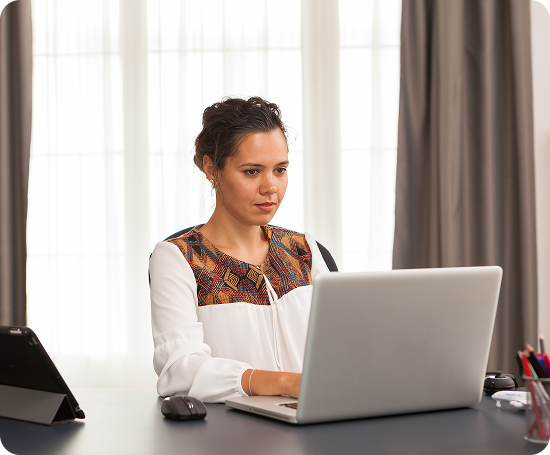 Woman working on laptop